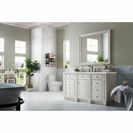 James Martin Vanities Bristol 60in Single Vanity, Bright White w/ 3 CM Ethereal Noctis Quartz Top 157-V60S-BW-3ENC